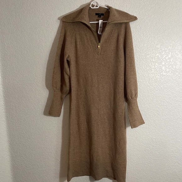 NWT J. Crew Half-zip sweater-dress in Supersoft yarn in Heather mushroom - Picture 10 of 12